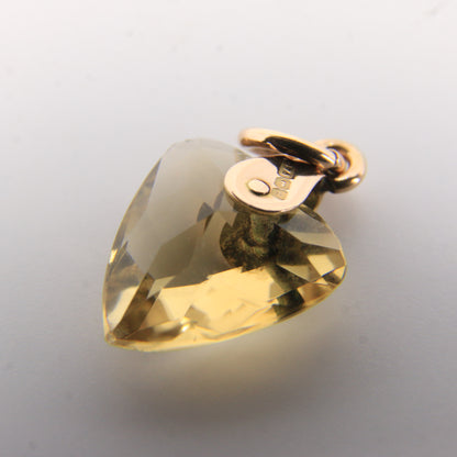 Vintage 9ct Hallmarked Citrine Heart Pendant Yellow Gold Charm Gift