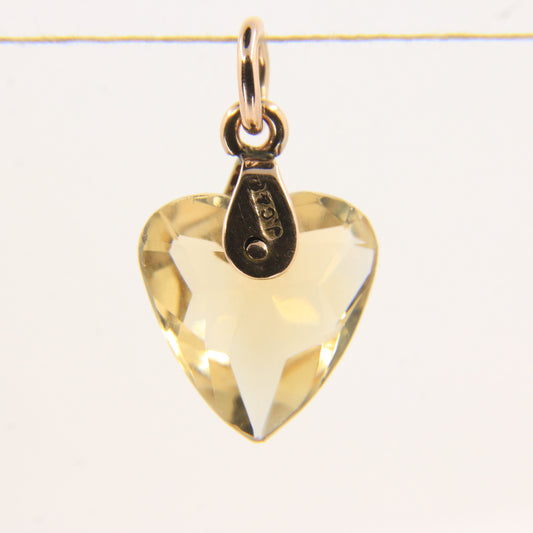 Vintage 9ct Hallmarked Citrine Heart Pendant Yellow Gold Charm Gift