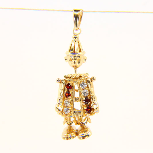 Vintage 9ct Articulated Clown Charm Solid Gold Hallmarked Moving Pendant Gift