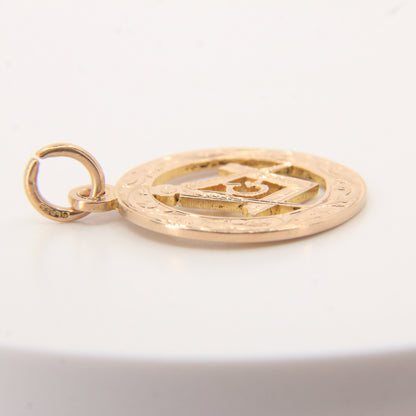 Vintage 9ct Hallmarked Gold Masonic Compass “G” Circle Pendant Fob