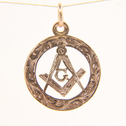 Vintage 9ct Hallmarked Gold Masonic Compass “G” Circle Pendant Fob