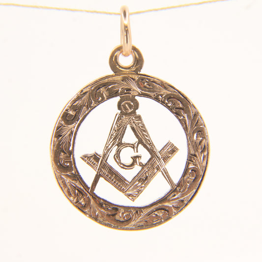 Vintage 9ct Hallmarked Gold Masonic Compass “G” Circle Pendant Fob