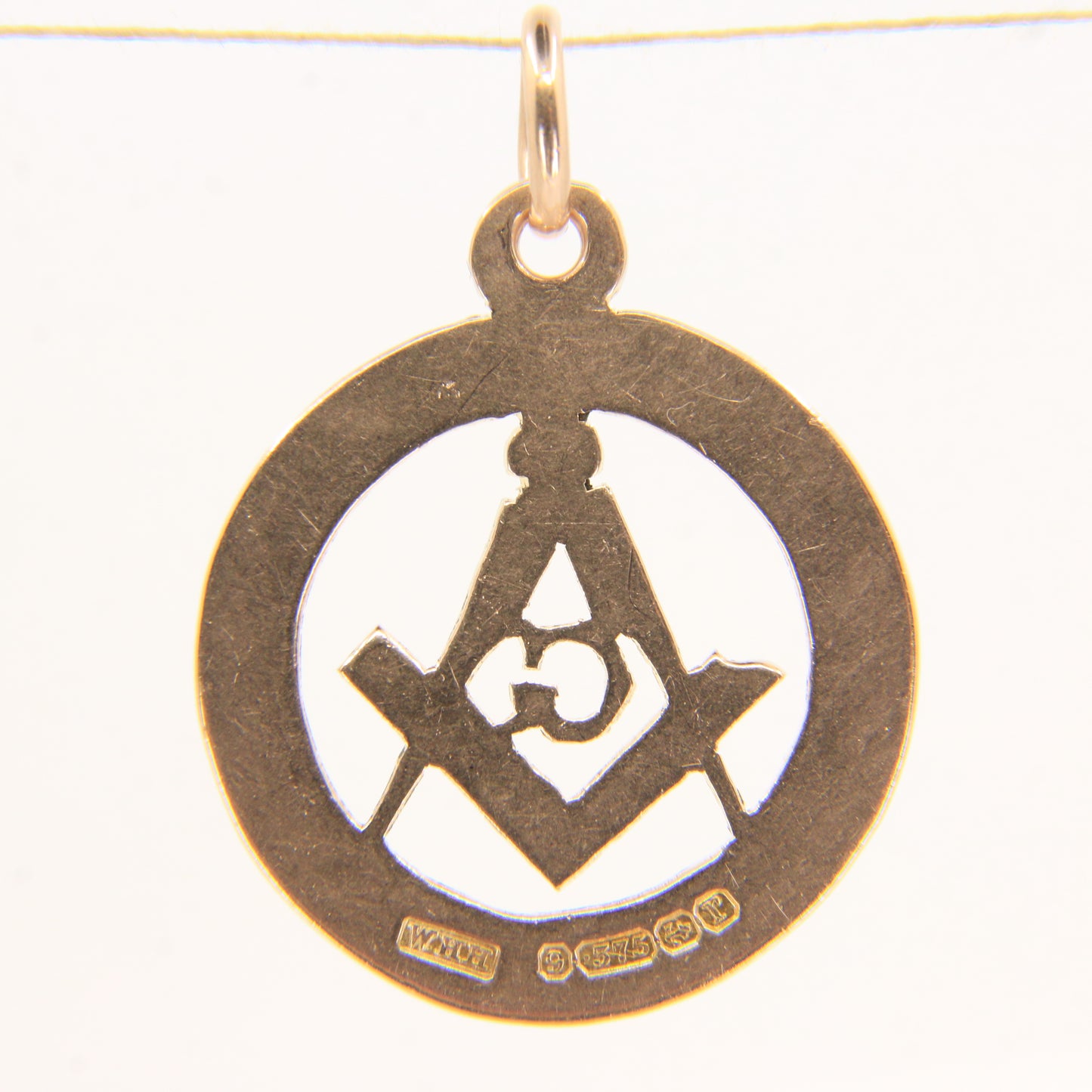 Vintage 9ct Hallmarked Gold Masonic Compass “G” Circle Pendant Fob