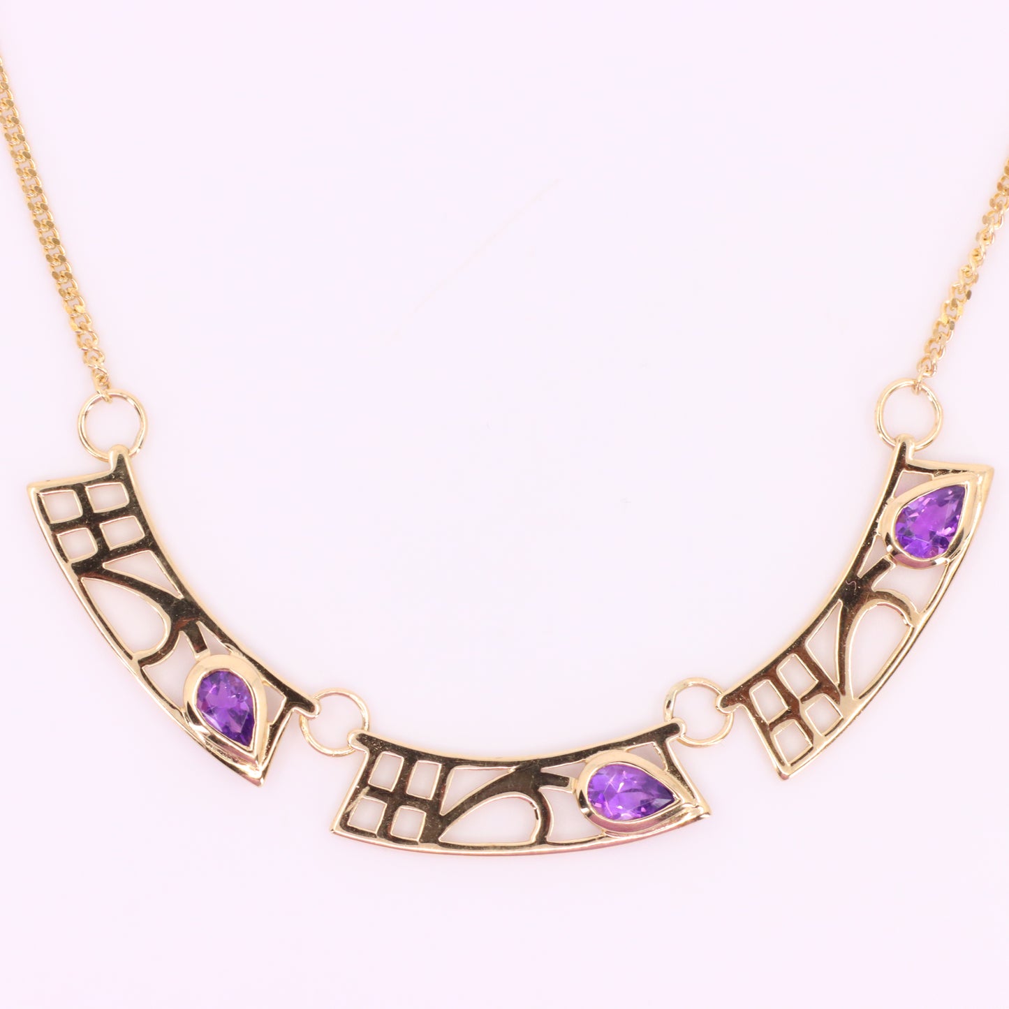 Vintage 9ct Hallmarked Gold 18 inch Art Nouveau Mackintosh Necklace Boxed