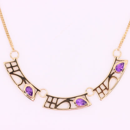 Vintage 9ct Hallmarked Gold 18 inch Art Nouveau Mackintosh Necklace Boxed