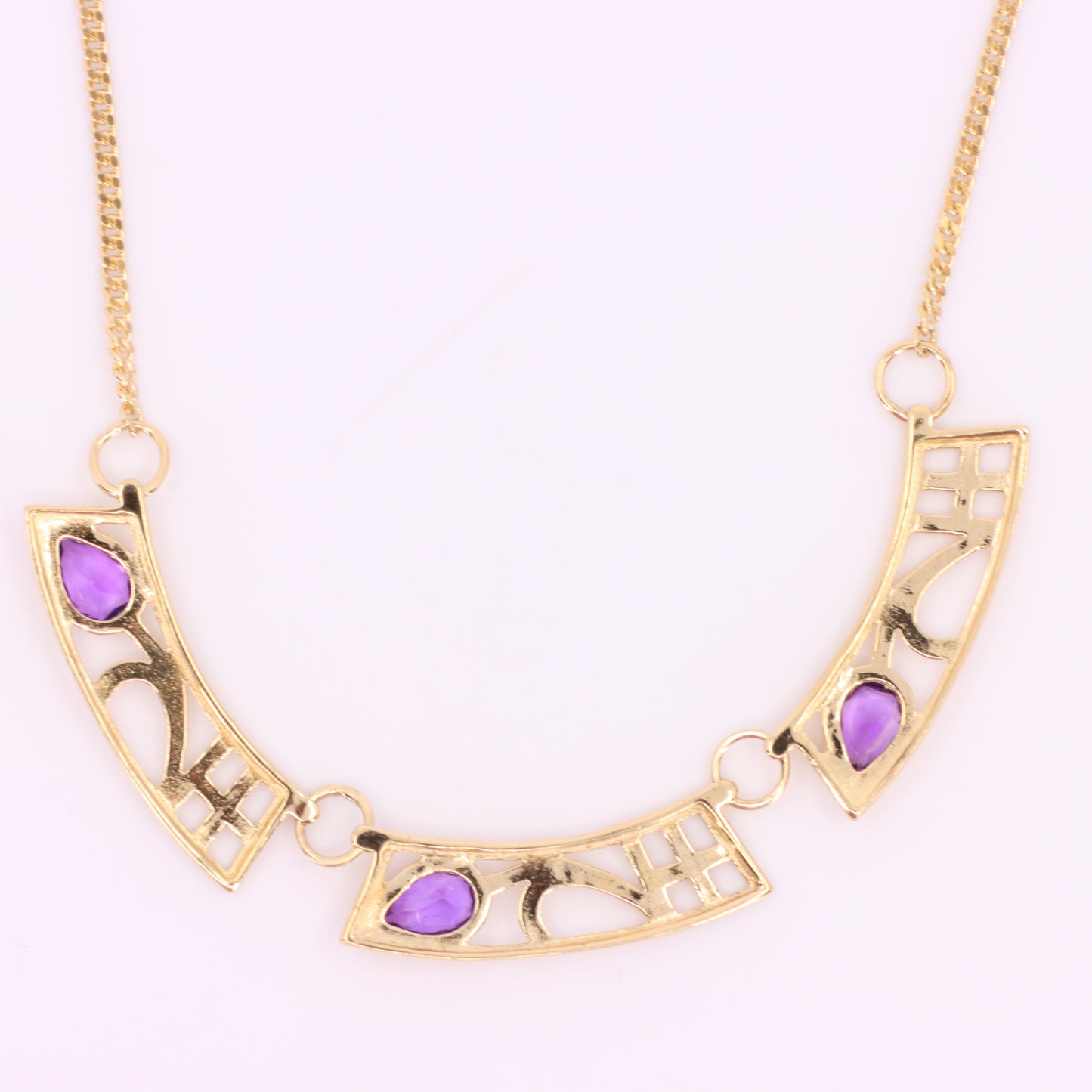 Vintage 9ct Hallmarked Gold 18 inch Art Nouveau Mackintosh Necklace Boxed