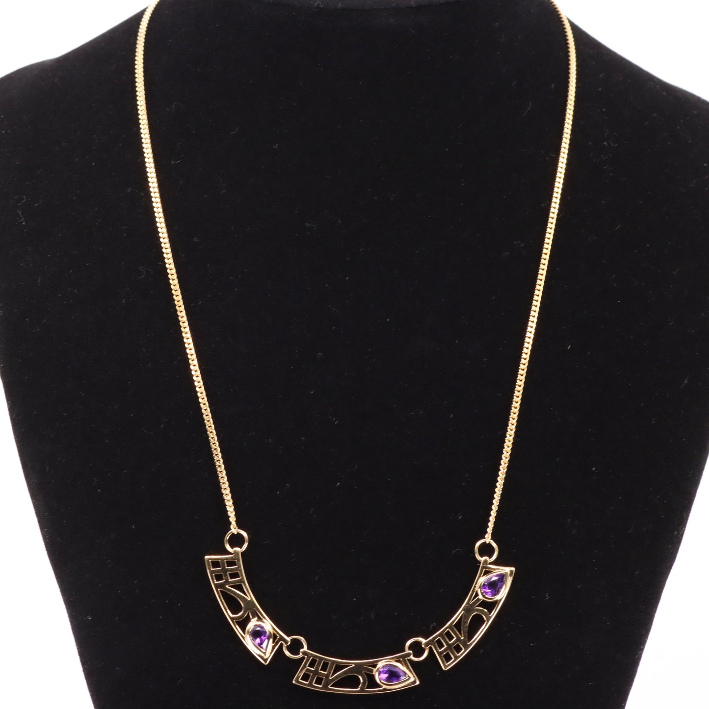 Vintage 9ct Hallmarked Gold 18 inch Art Nouveau Mackintosh Necklace Boxed