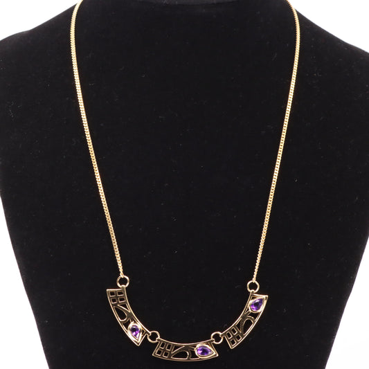 Vintage 9ct Hallmarked Gold 18 inch Art Nouveau Mackintosh Necklace Boxed