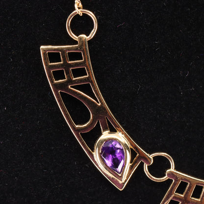 Vintage 9ct Hallmarked Gold 18 inch Art Nouveau Mackintosh Necklace Boxed