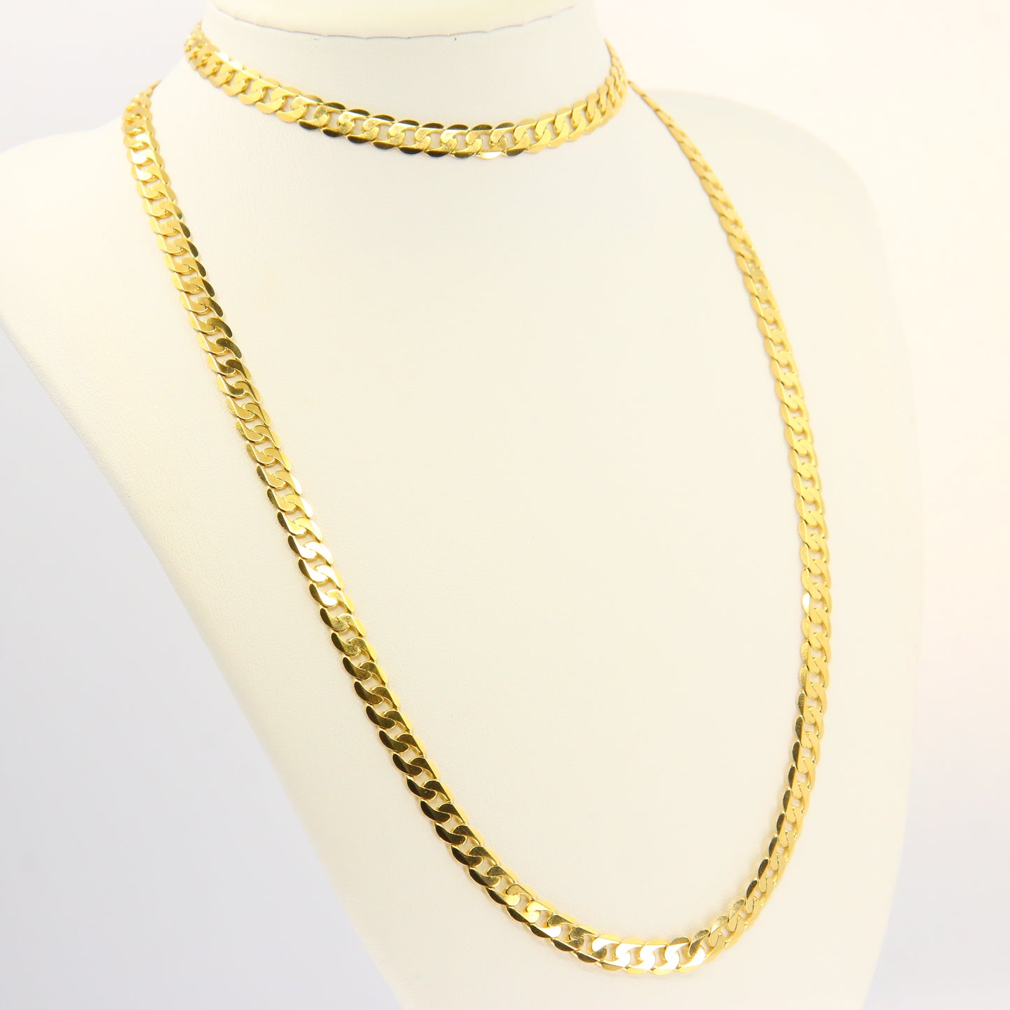 Vintage 9ct Gold Chain Necklace Flat Curb Link Necklace Yellow Gold Hallmarked