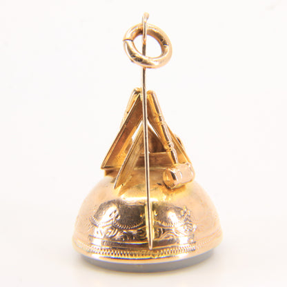 Large 9ct Masonic Chalcedony Keystone Fob Hallmarked Gold Pendant HTWSSTKS