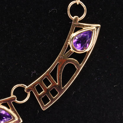Vintage 9ct Hallmarked Gold 18 inch Art Nouveau Mackintosh Necklace Boxed