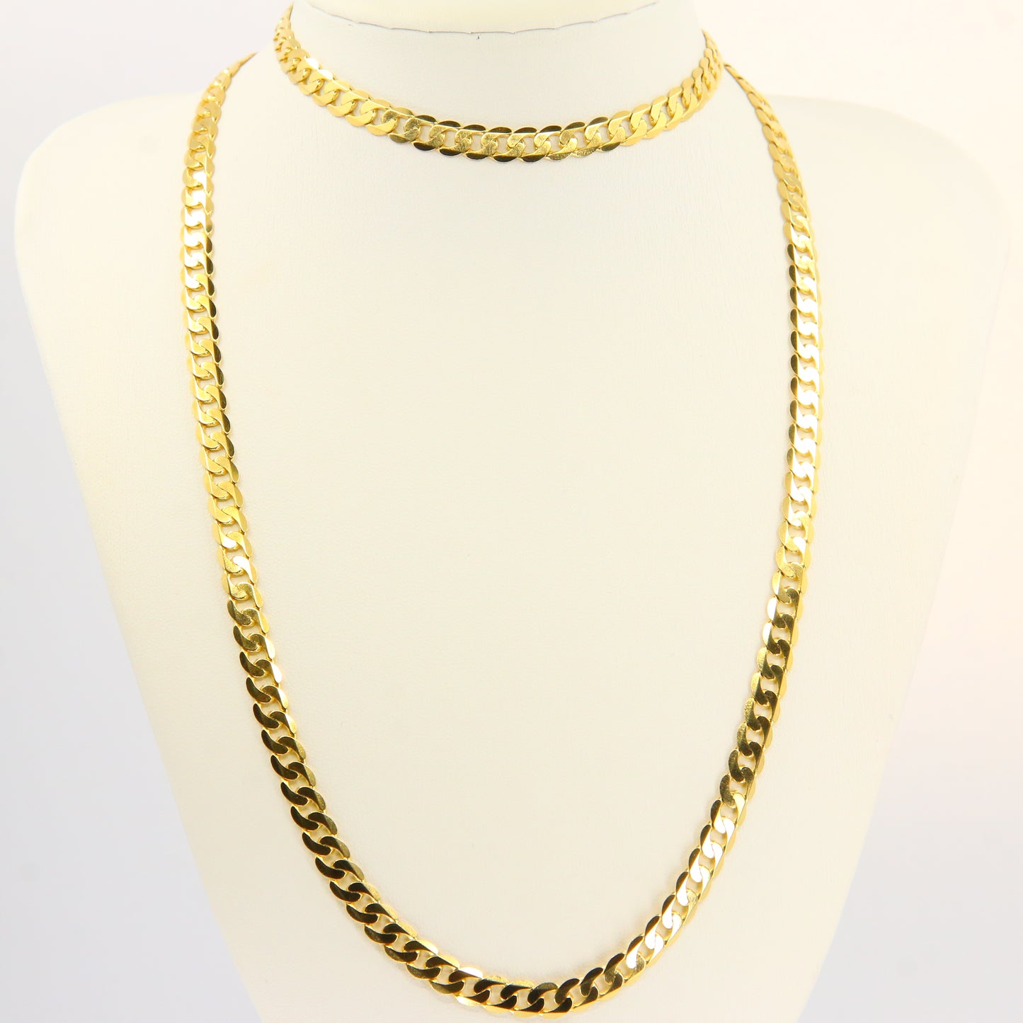 Vintage 9ct Gold Chain Necklace Flat Curb Link Necklace Yellow Gold Hallmarked