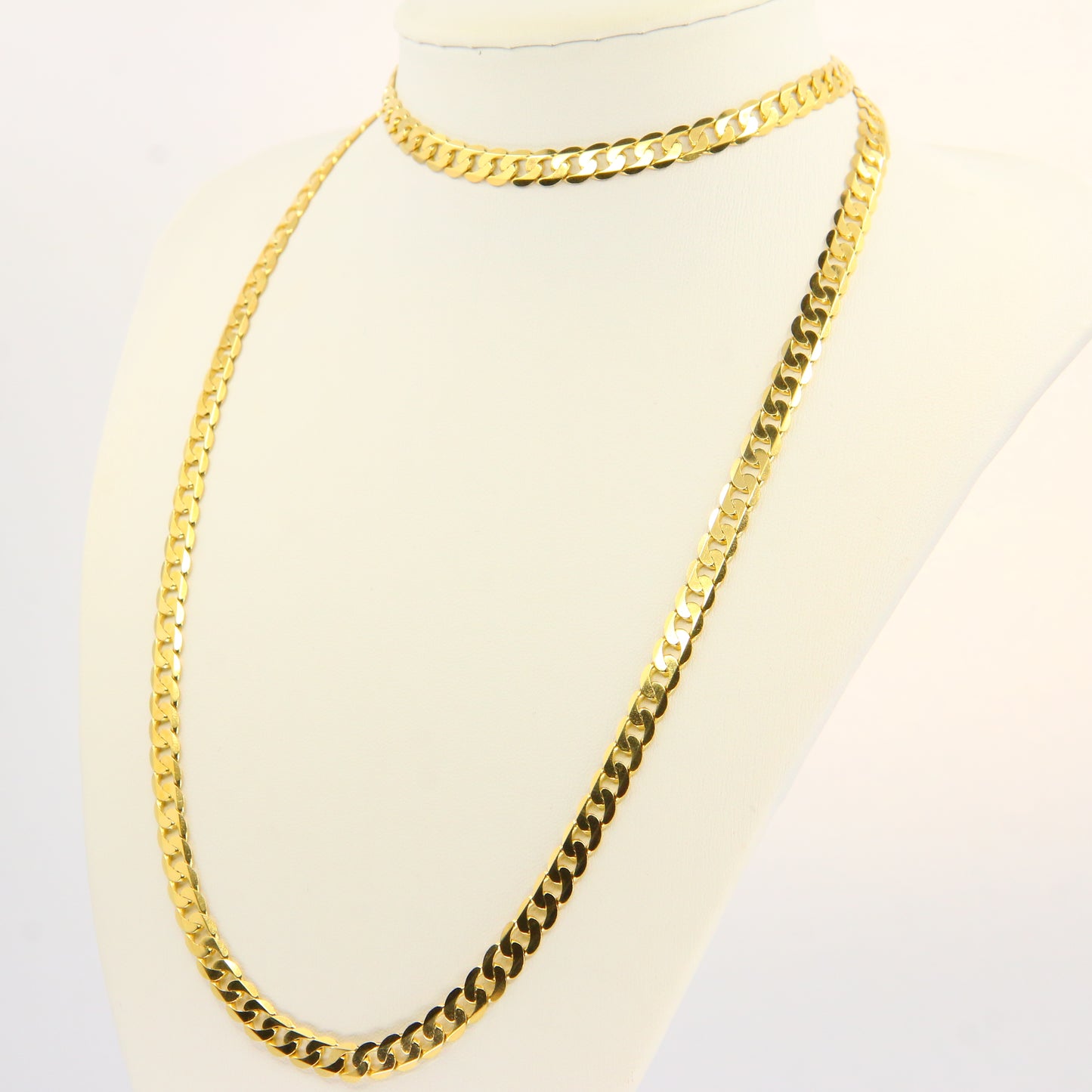 Vintage 9ct Gold Chain Necklace Flat Curb Link Necklace Yellow Gold Hallmarked