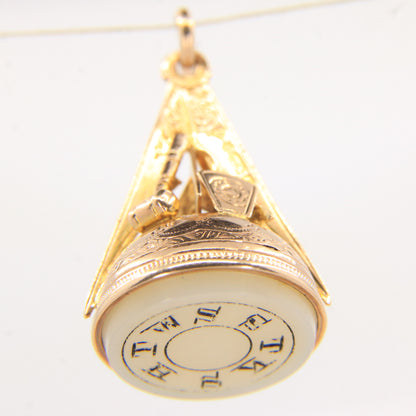 Large 9ct Masonic Chalcedony Keystone Fob Hallmarked Gold Pendant HTWSSTKS
