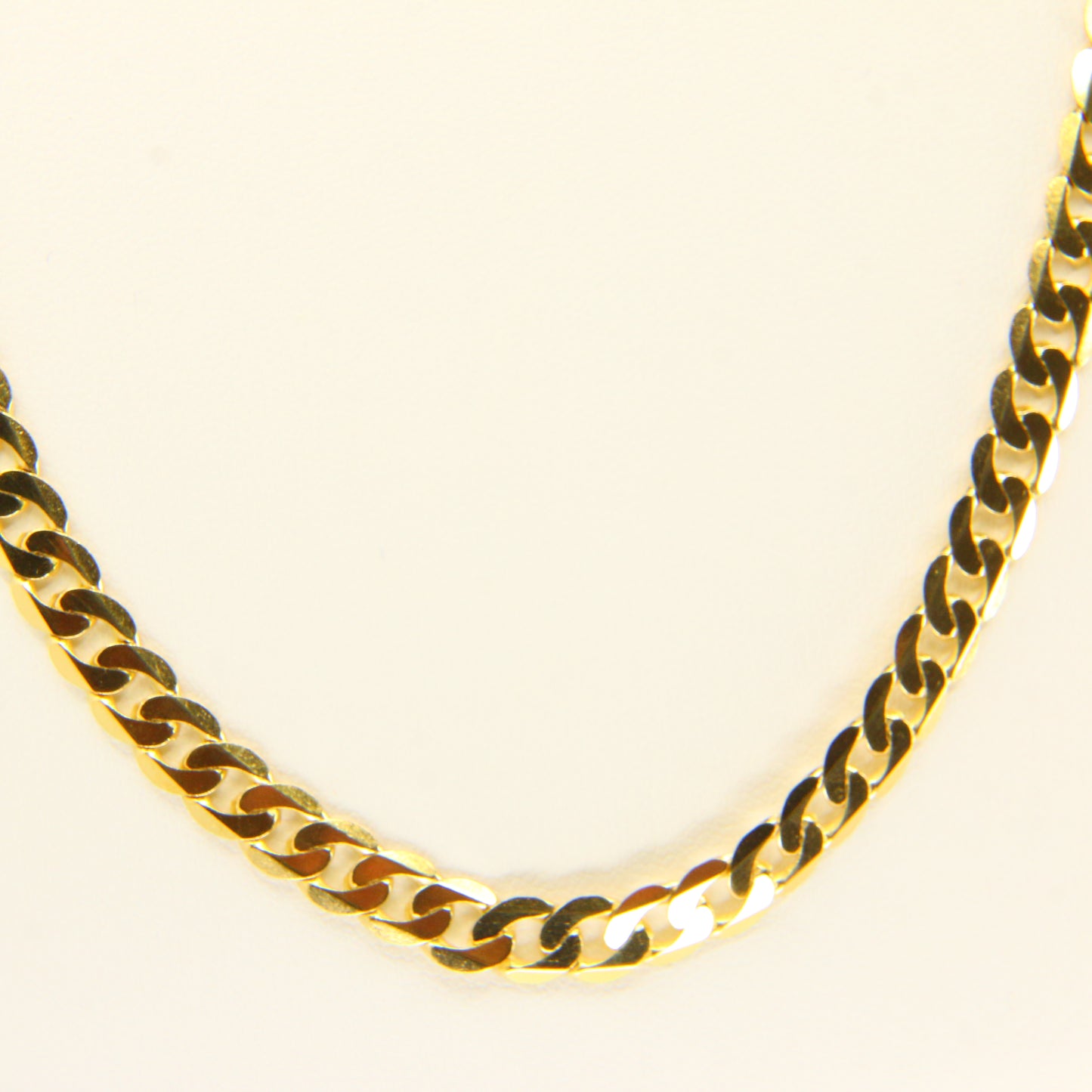 Vintage 9ct Gold Chain Necklace Flat Curb Link Necklace Yellow Gold Hallmarked