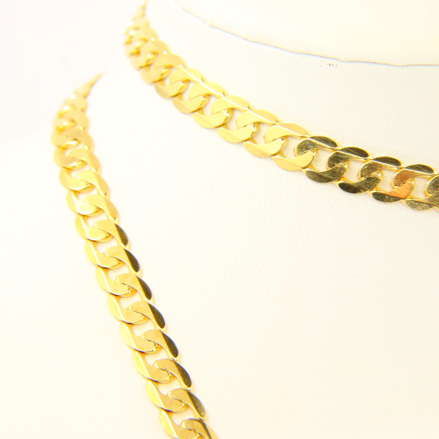 Vintage 9ct Gold Chain Necklace Flat Curb Link Necklace Yellow Gold Hallmarked