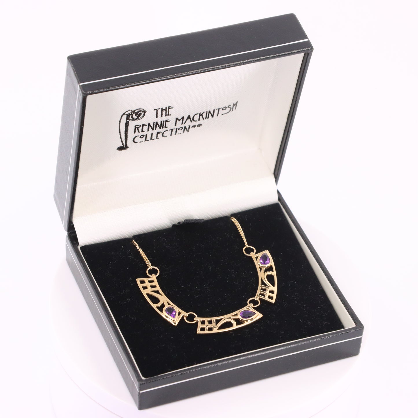 Vintage 9ct Hallmarked Gold 18 inch Art Nouveau Mackintosh Necklace Boxed