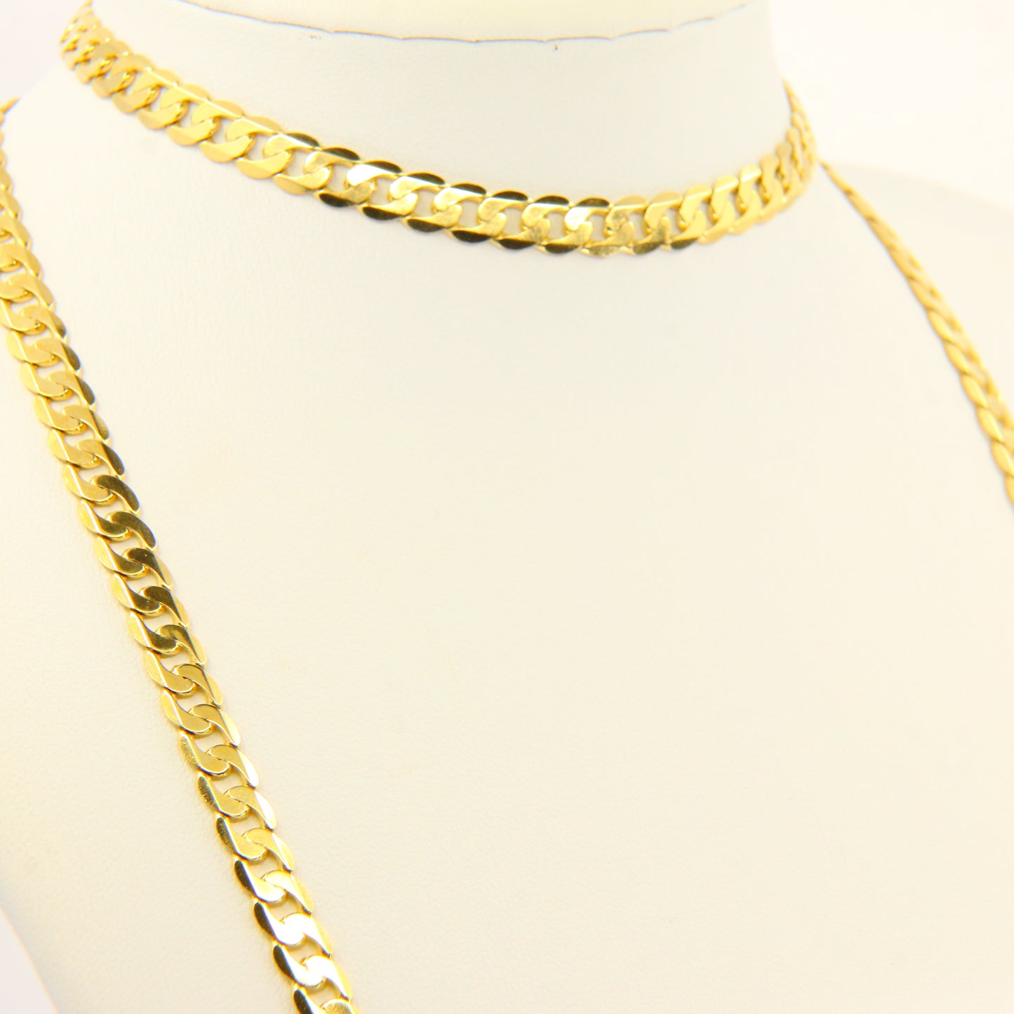 Vintage 9ct Gold Chain Necklace Flat Curb Link Necklace Yellow Gold Hallmarked