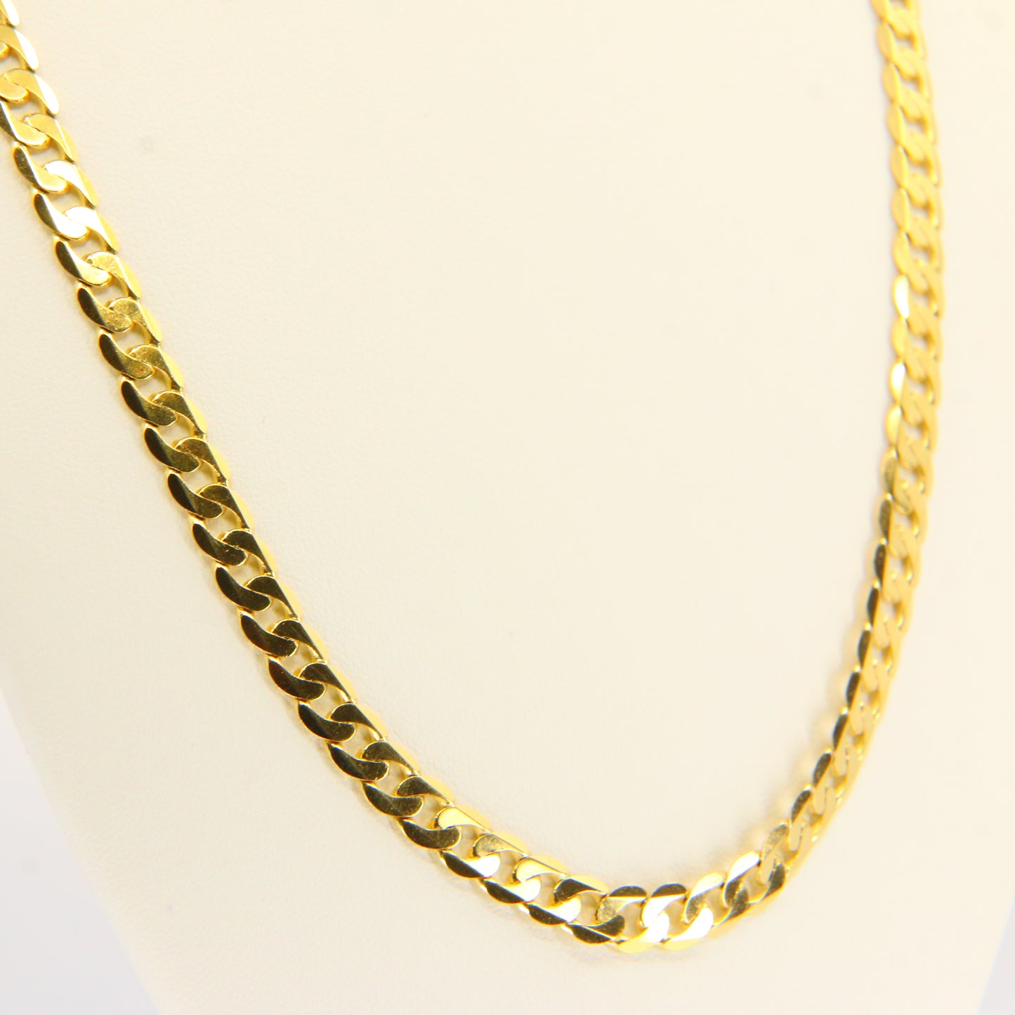 Vintage 9ct Gold Chain Necklace Flat Curb Link Necklace Yellow Gold Hallmarked