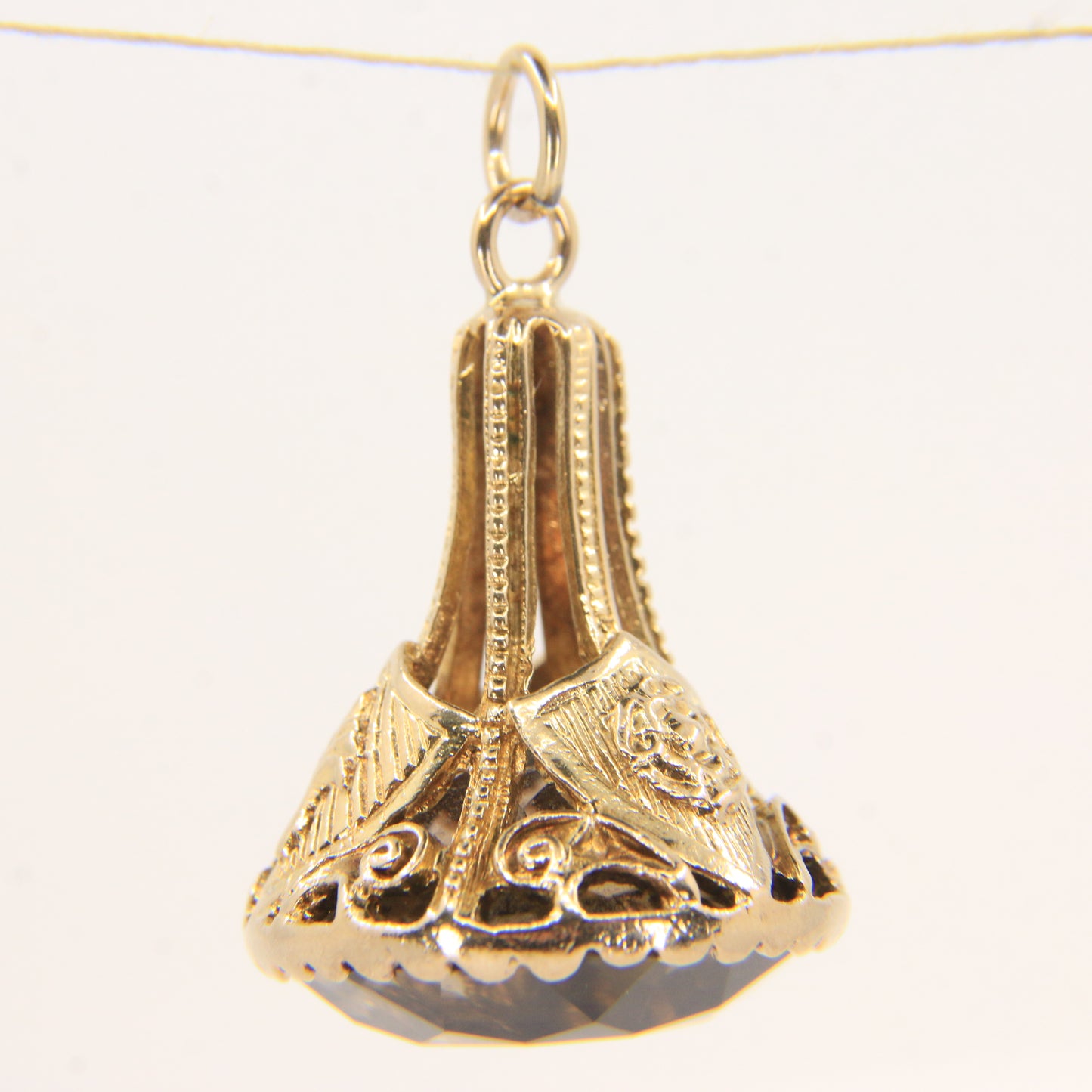 Vintage 9ct Hallmarked Yellow Gold Citrine Drop Fob Pendant Charm Gift