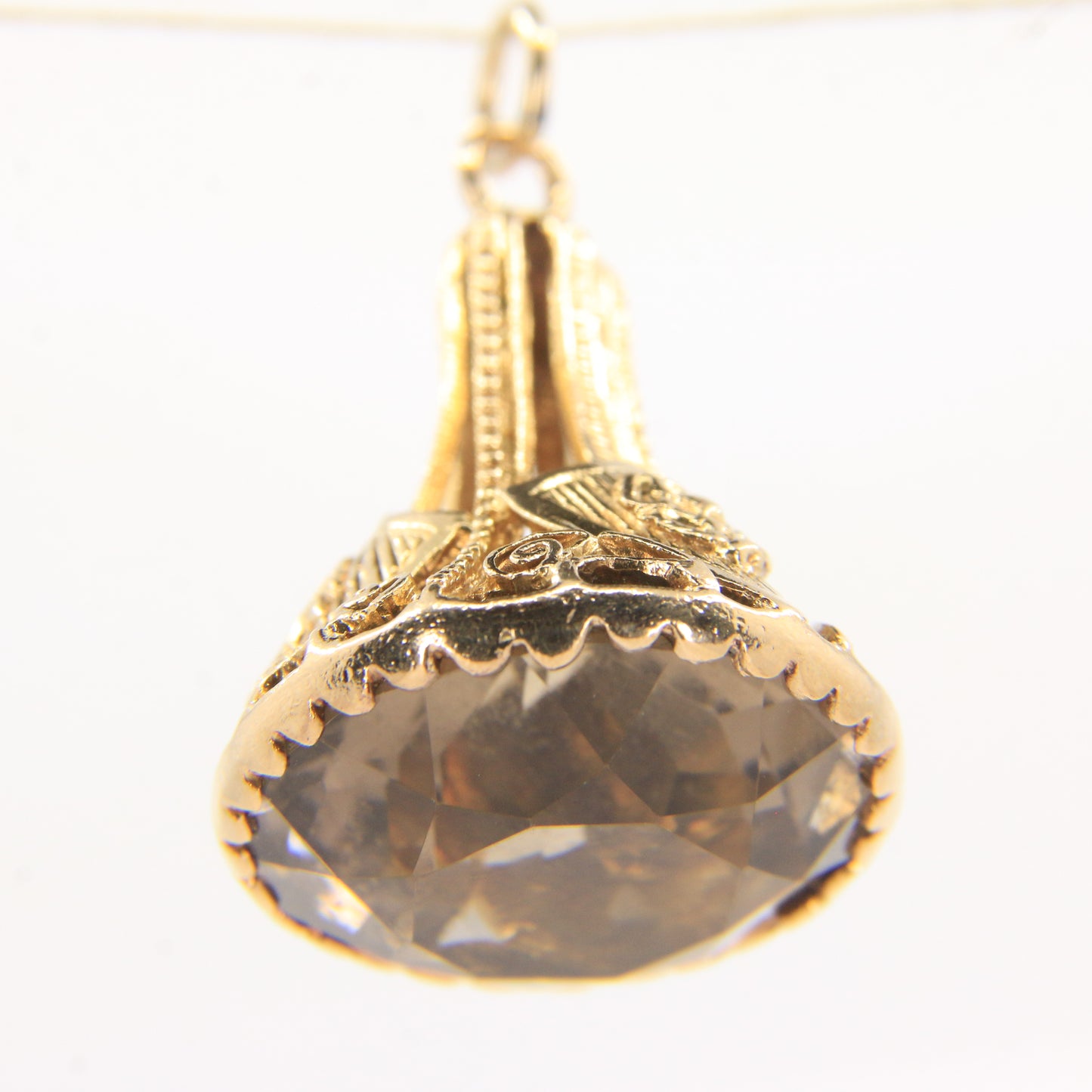 Vintage 9ct Hallmarked Yellow Gold Citrine Drop Fob Pendant Charm Gift