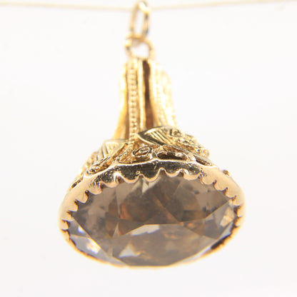 Vintage 9ct Hallmarked Yellow Gold Citrine Drop Fob Pendant Charm Gift