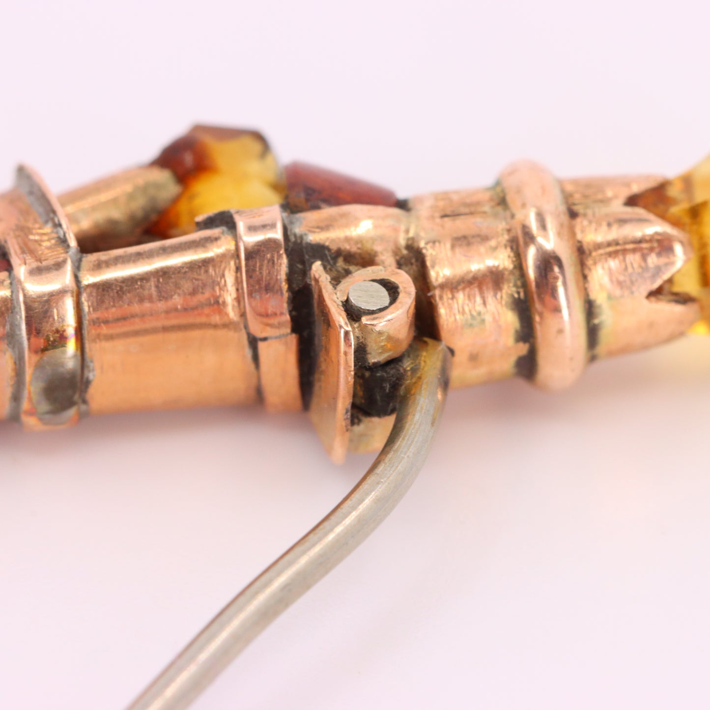 Antique 9ct Gold Scottish Agate Citrine Skean Dhu Brooch Boxed Gift