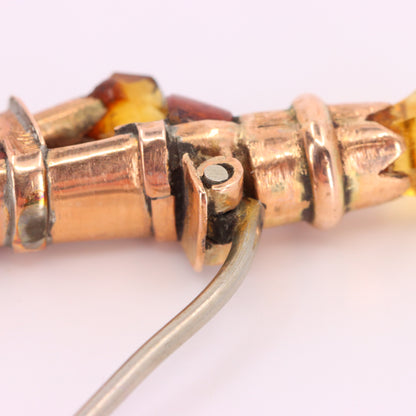 Antique 9ct Gold Scottish Agate Citrine Skean Dhu Brooch Boxed Gift