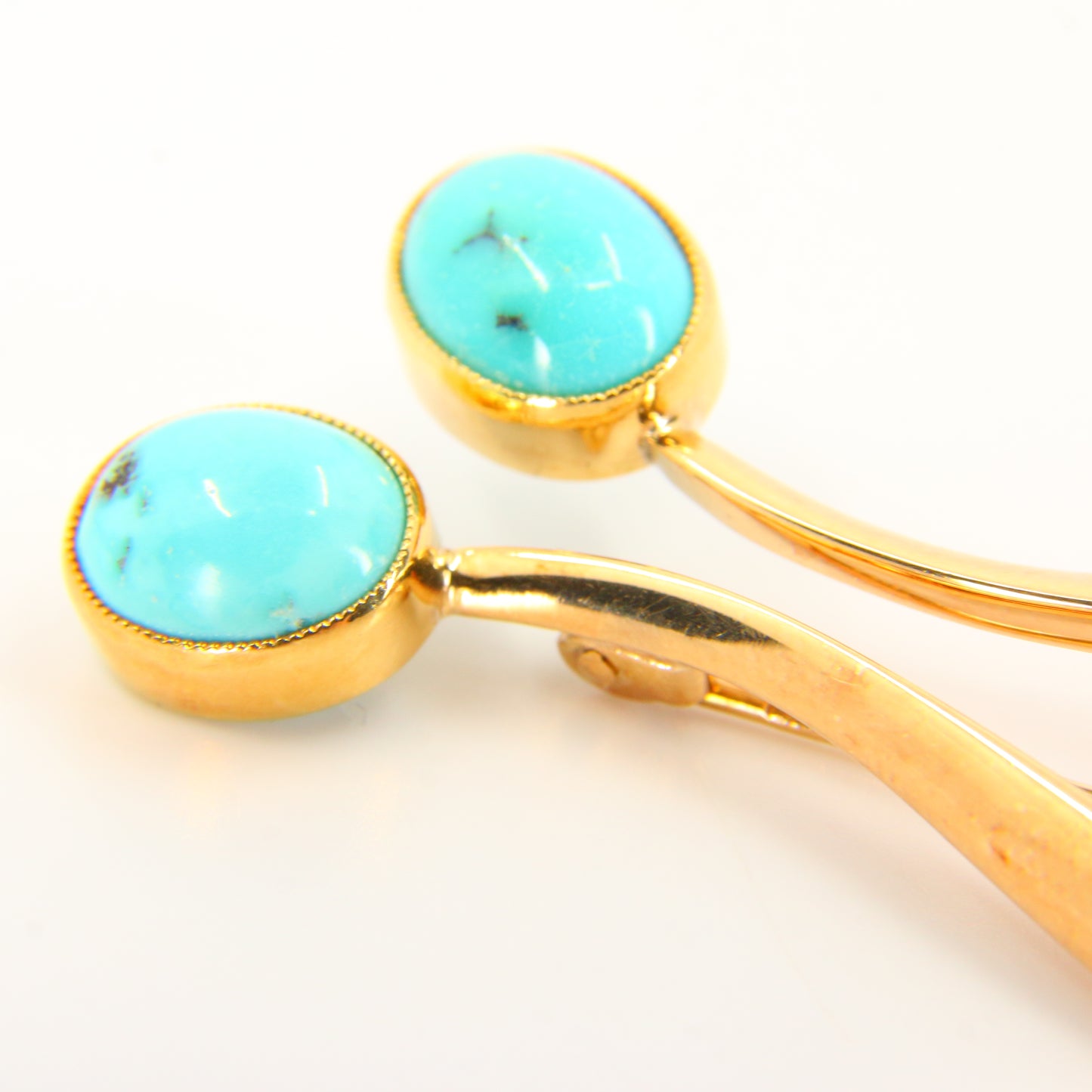 1967 vintage hans hansen turquoise brooch 14ct gold brooch danish hallmark gift - 3