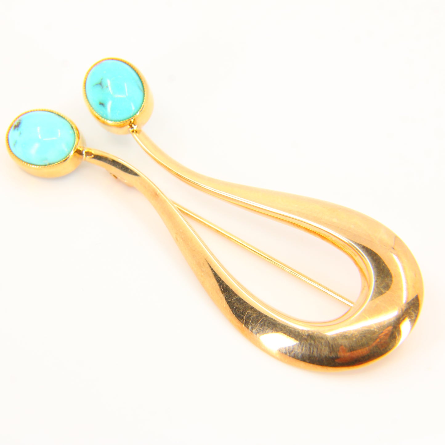 1967 vintage hans hansen turquoise brooch 14ct gold brooch danish hallmark gift - 5