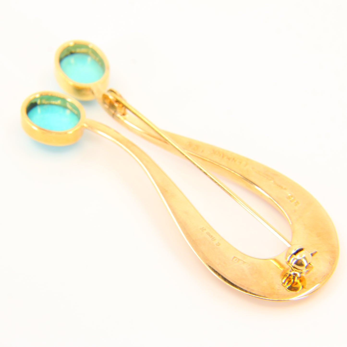 1967 vintage hans hansen turquoise brooch 14ct gold brooch danish hallmark gift - 6