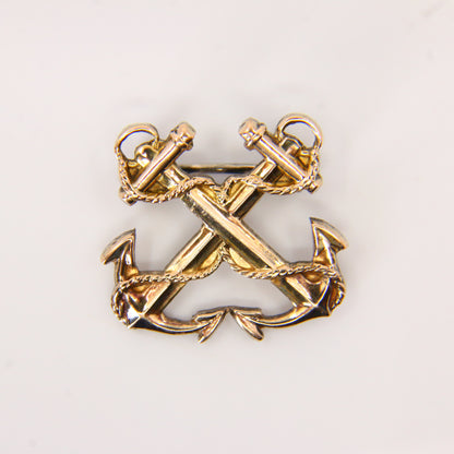 Antique WWII US Navy Officer Cost Guard Military Brooch Sterling Silver 10K Gold Plated