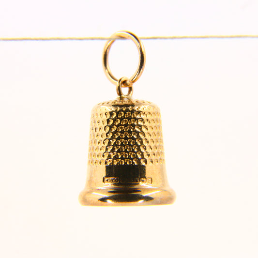 Vintage 9ct Knitting Thimble Sewing Charm Hallmarked Solid Gold Pendant Gift