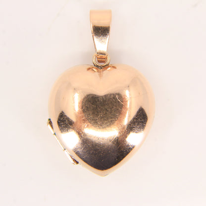 Vintage 9ct Hallmarked Rose Gold Puff Heart Locket Double Photo Pendant Gift