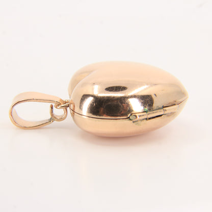 Vintage 9ct Hallmarked Rose Gold Puff Heart Locket Double Photo Pendant Gift