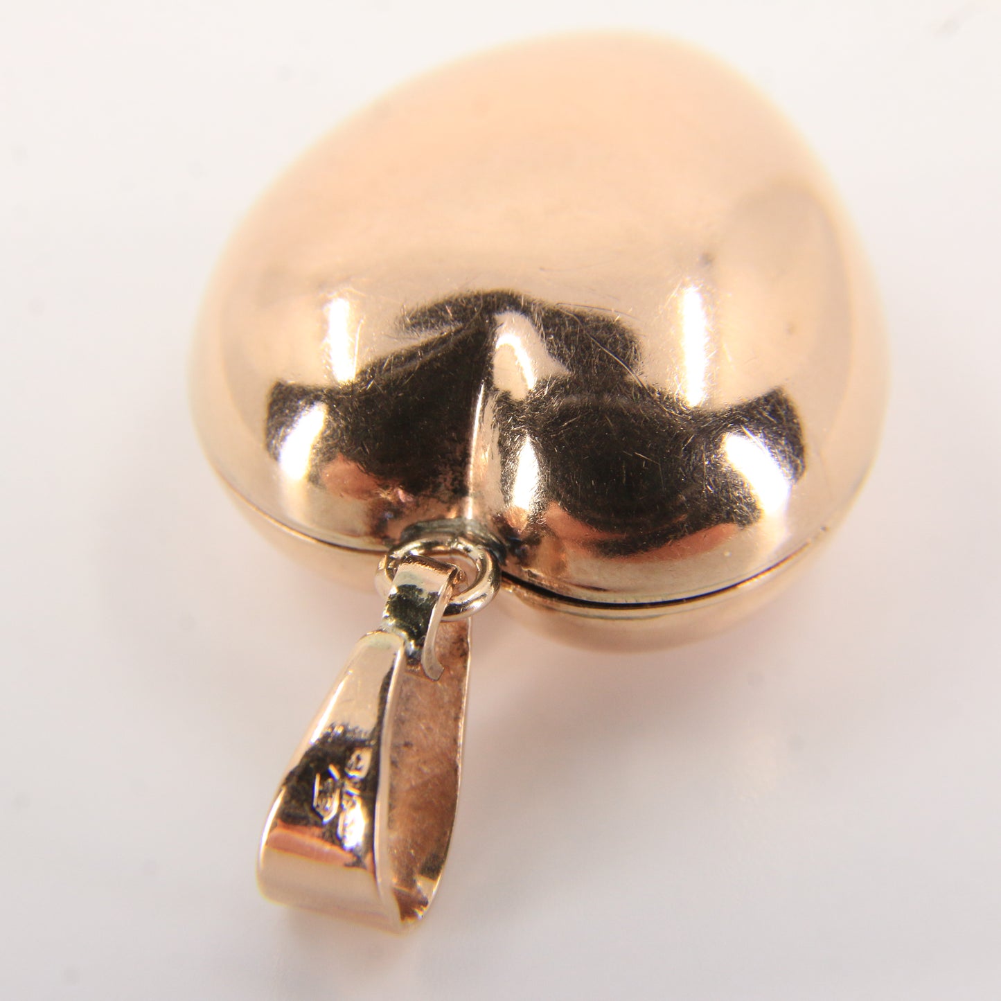 Vintage 9ct Hallmarked Rose Gold Puff Heart Locket Double Photo Pendant Gift