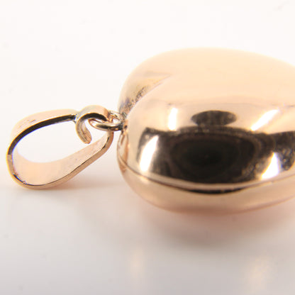 Vintage 9ct Hallmarked Rose Gold Puff Heart Locket Double Photo Pendant Gift