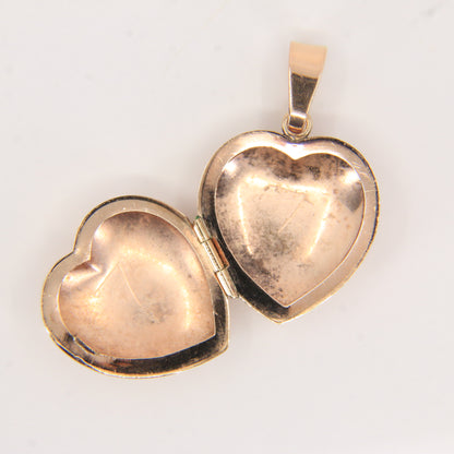 Vintage 9ct Hallmarked Rose Gold Puff Heart Locket Double Photo Pendant Gift