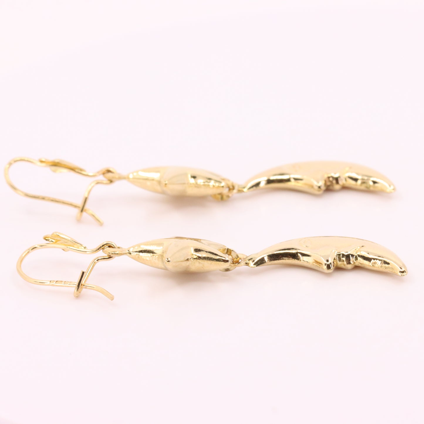 Vintage 9ct Hallmarked Gold Moon Face Star Celestial Dangle Earrings Boxed Gift