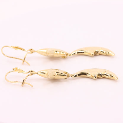 Vintage 9ct Hallmarked Gold Moon Face Star Celestial Dangle Earrings Boxed Gift