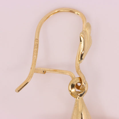 Vintage 9ct Hallmarked Gold Moon Face Star Celestial Dangle Earrings Boxed Gift