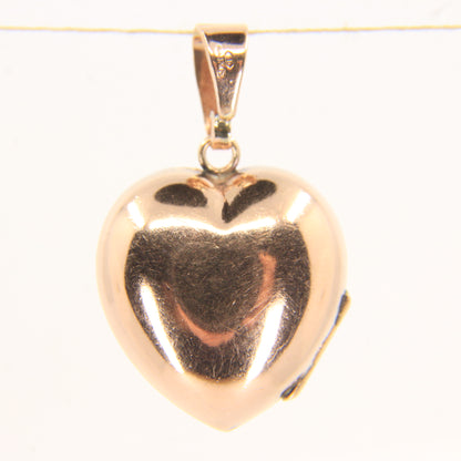 Vintage 9ct Hallmarked Rose Gold Puff Heart Locket Double Photo Pendant Gift
