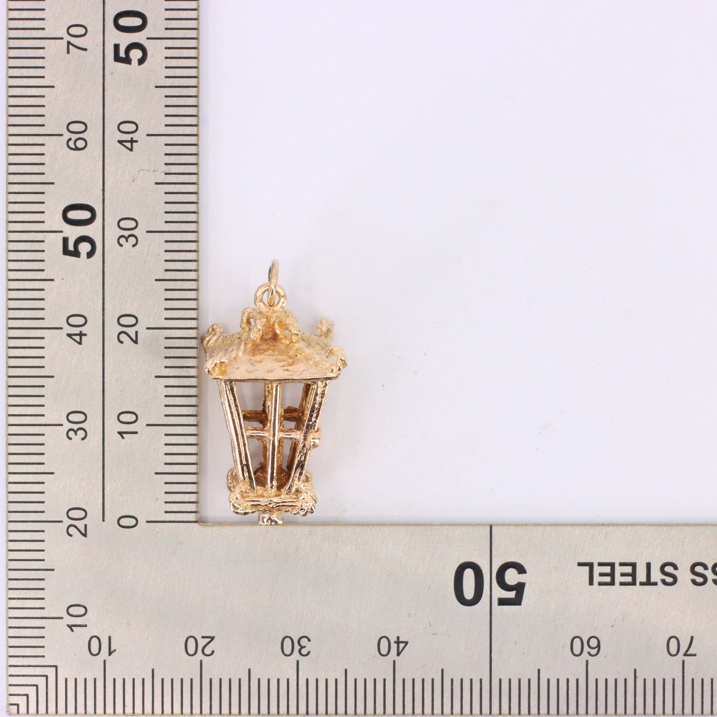 Vintage 9ct Hallmarked Yellow Gold Candle Lantern Pendant Retro Charm Gift