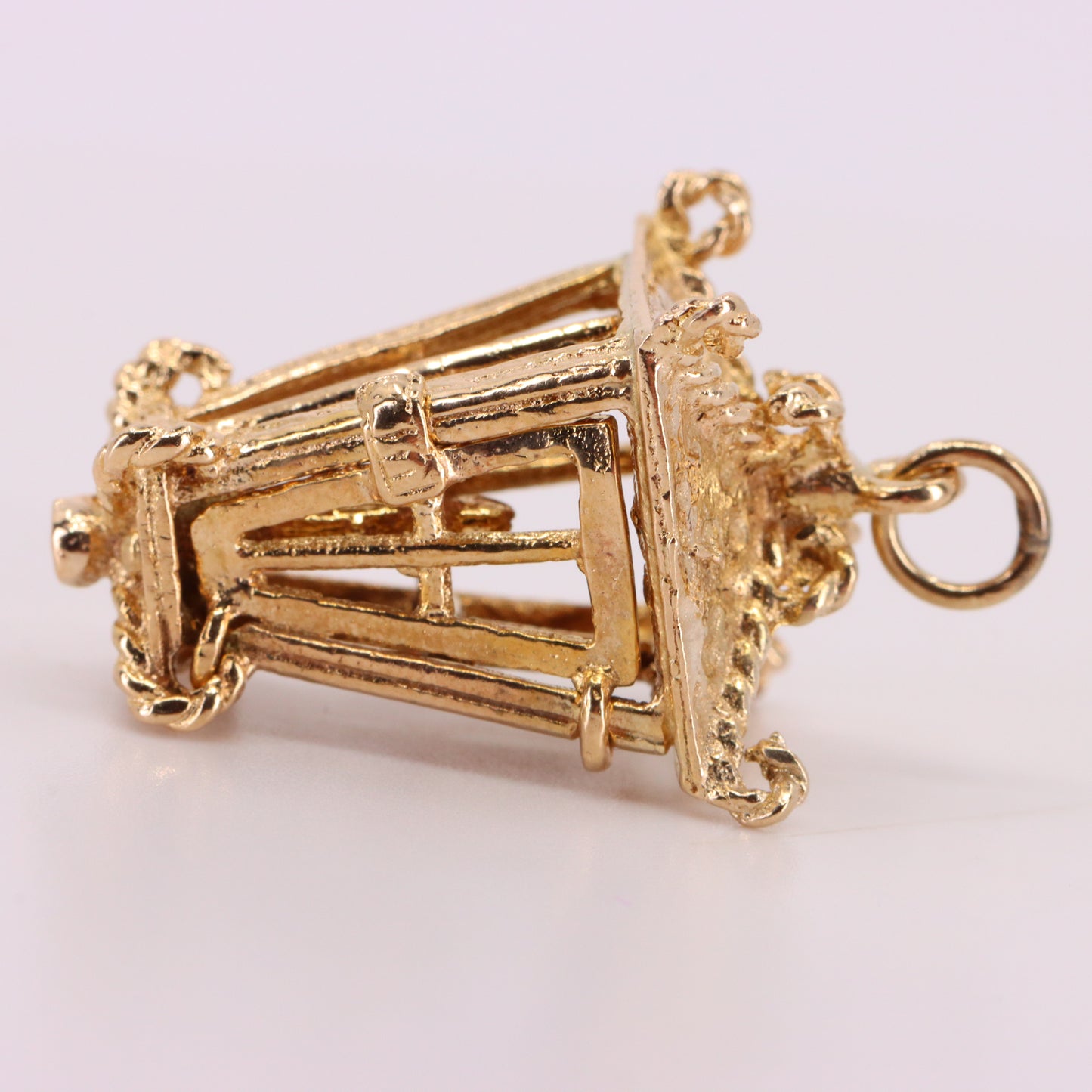 Vintage 9ct Hallmarked Yellow Gold Candle Lantern Pendant Retro Charm Gift