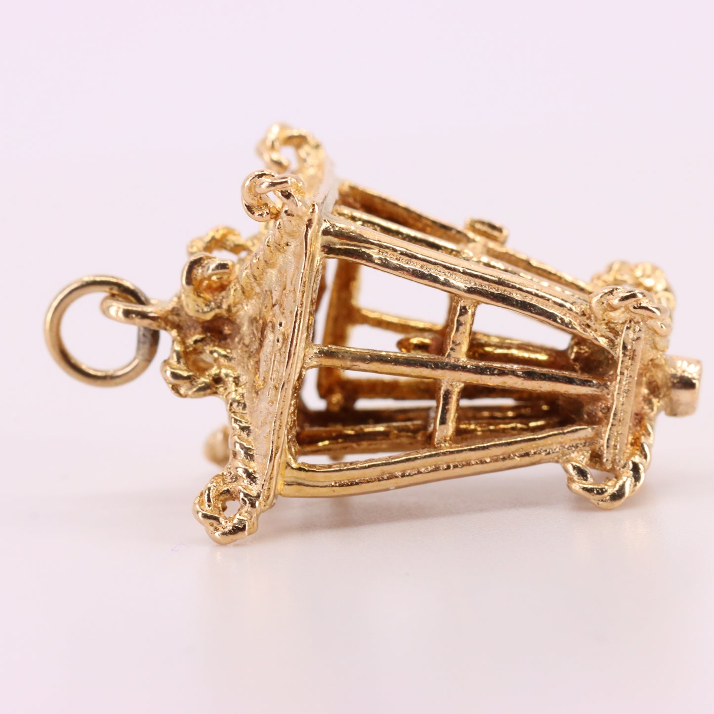 Vintage 9ct Hallmarked Yellow Gold Candle Lantern Pendant Retro Charm Gift