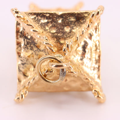 Vintage 9ct Hallmarked Yellow Gold Candle Lantern Pendant Retro Charm Gift