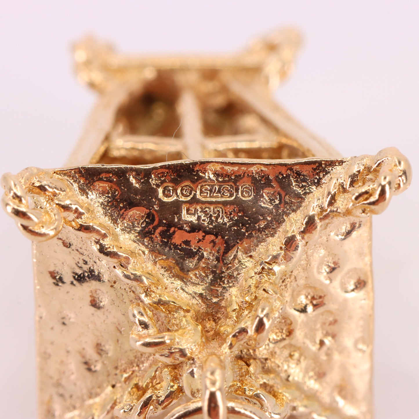Vintage 9ct Hallmarked Yellow Gold Candle Lantern Pendant Retro Charm Gift