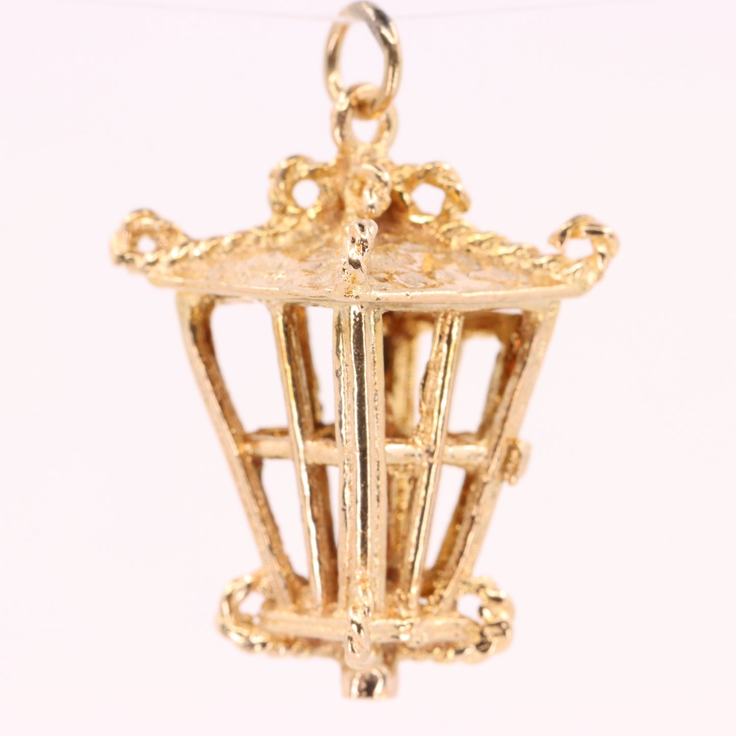 Vintage 9ct Hallmarked Yellow Gold Candle Lantern Pendant Retro Charm Gift
