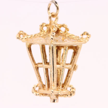 Vintage 9ct Hallmarked Yellow Gold Candle Lantern Pendant Retro Charm Gift